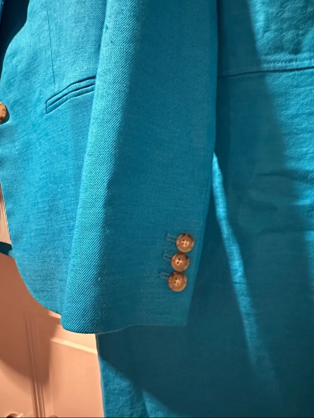 J. Crew Bright Turquoise Linen-Blend Blazer & Sheath Dress size 0 - Picture 5 of 8